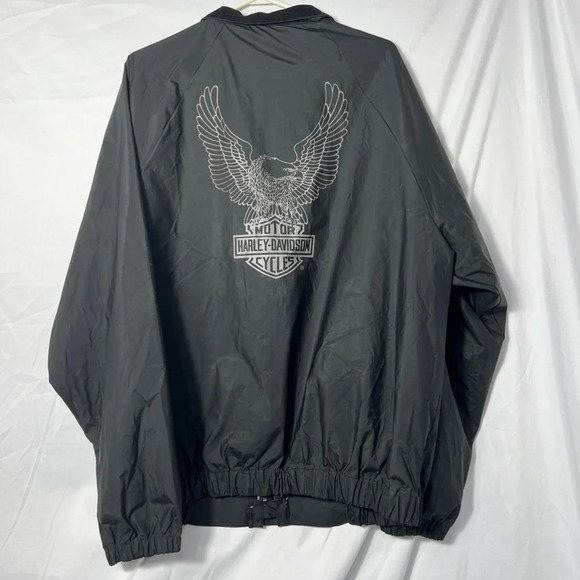 Vintage 90s Harley-Davidson Black PVC Nylon Rain Jacket Size‎ M - Picture 1 of 13